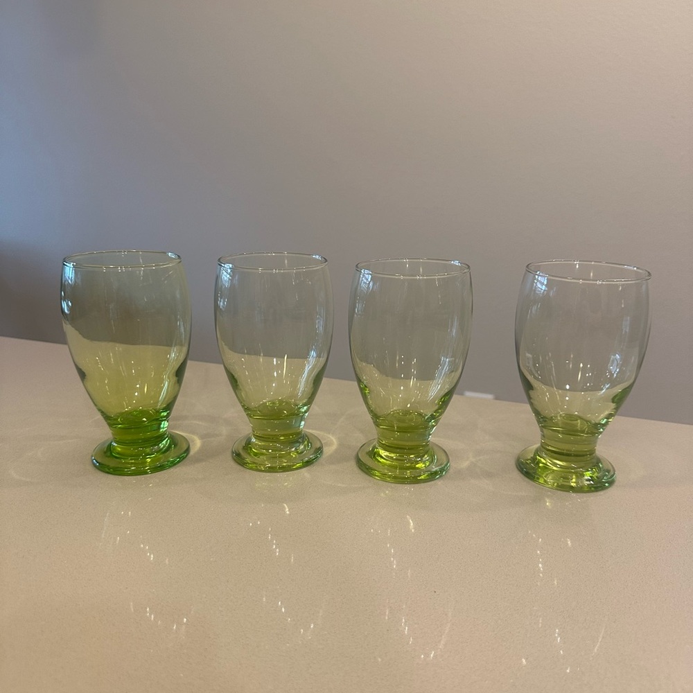 Vintage Green Glass Tumbler Set